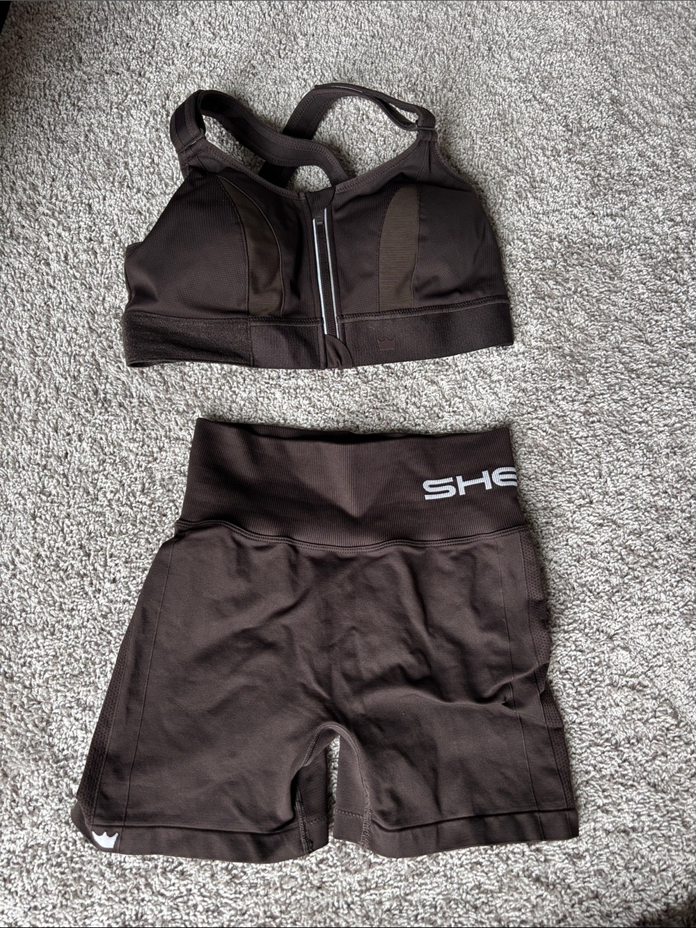 SHEFIT Black Sports Bra and Shorts Set